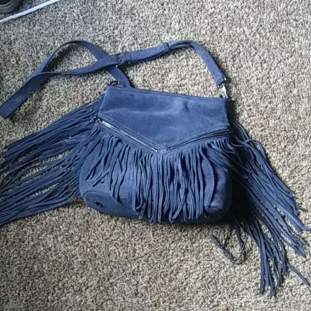 Navy blue swayed purse with tassels